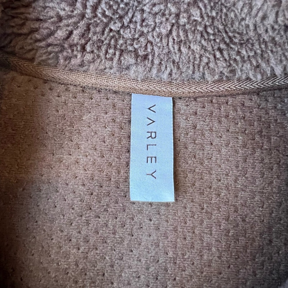 Varley Womens Sherpa Jacket XL Brown Oversized Cozy Zip Front - Picture 3 of 6